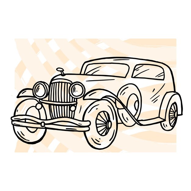 Ilustración clásica de automóviles antiguos dibujada a mano por Vetor