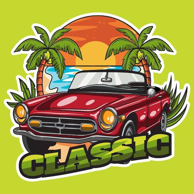 Ilustración clásica de coche de playa premium