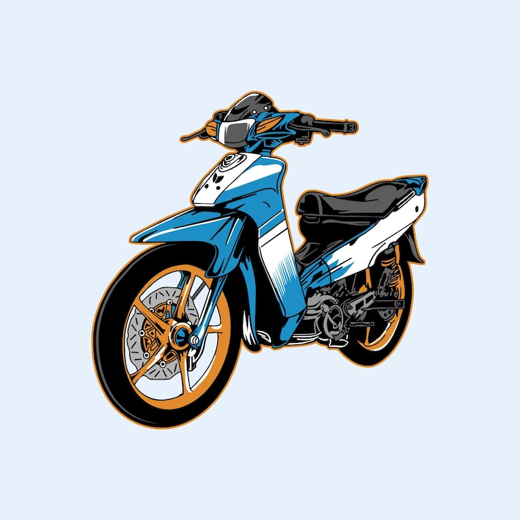 Ilustración clásica de motocicleta de 2 tiempos