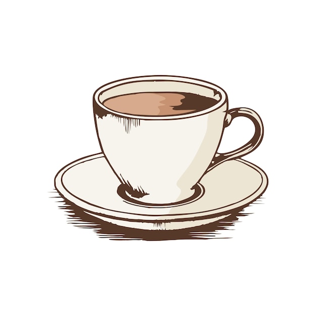 Ilustración clásica de la taza de café dibujada a mano