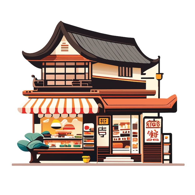 Ilustración clásica de la tienda de comida japonesa con imágenes generadas por la IA