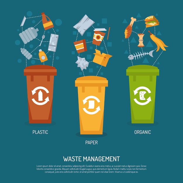 Ilustración de clasificación de basura