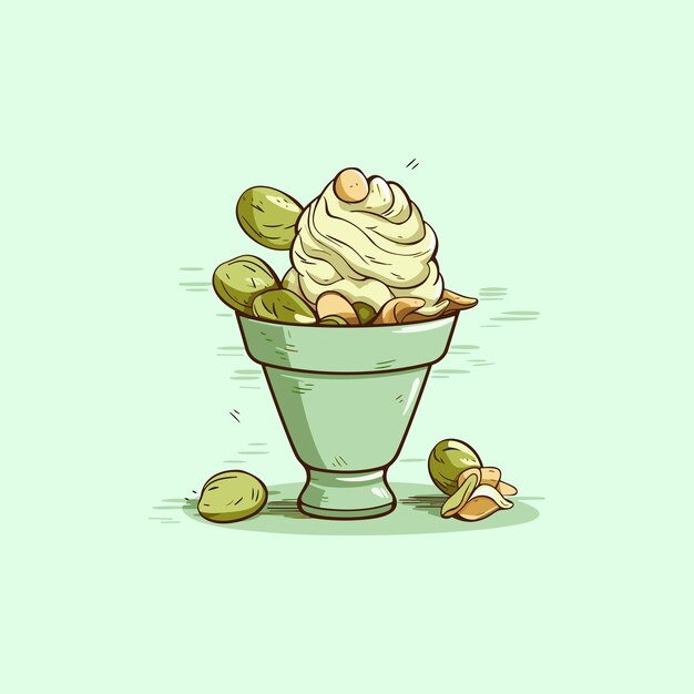 Vector ilustración de clip art de helado de pistacho