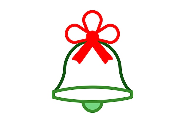Ilustración de clip art de línea vectorial de campana de Navidad con aislado en fondo blanco