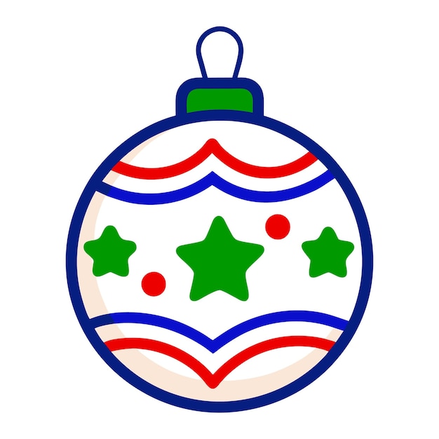Ilustración de clip art de línea vectorial del globo de Navidad con aislado en fondo blanco