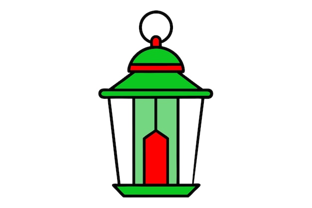 Ilustración de clip art de línea vectorial de linterna navideña con aislado en fondo blanco