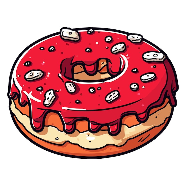 Ilustración de clip art de rosquilla de terciopelo rojo
