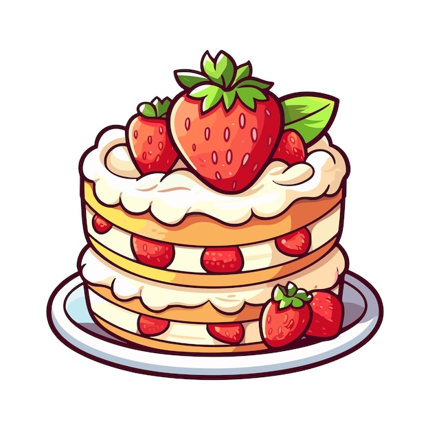 Vector ilustración de clip art de tarta de fresa