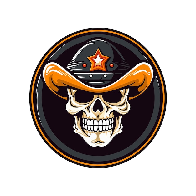 Vector ilustración de clip art vectorial de la calavera con sombrero de vaquero