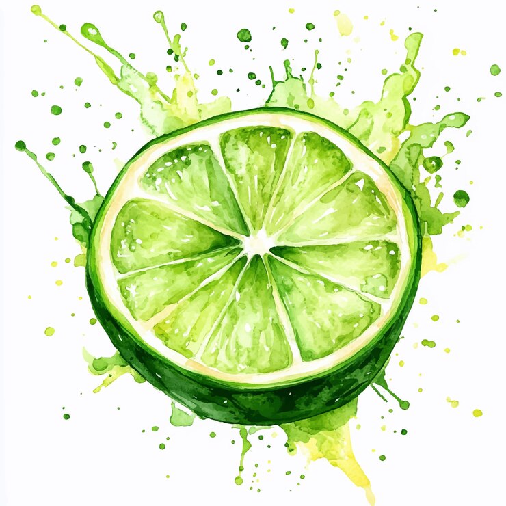 Vector ilustración de clipart de acuarela con salpicaduras de cal 9