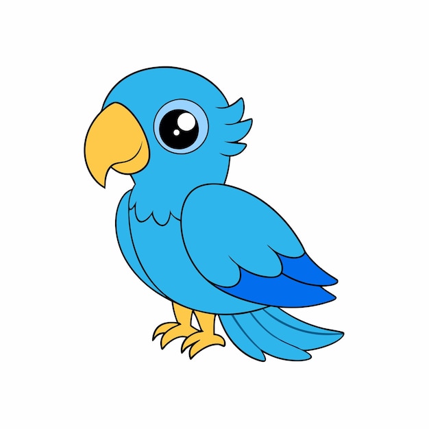 Ilustración de clipart de loros de dibujos animados de colores en fondo blanco Diseño gráfico imprimible