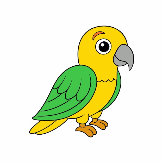 Ilustración de clipart de loros de dibujos animados de colores en fondo blanco Diseño gráfico imprimible