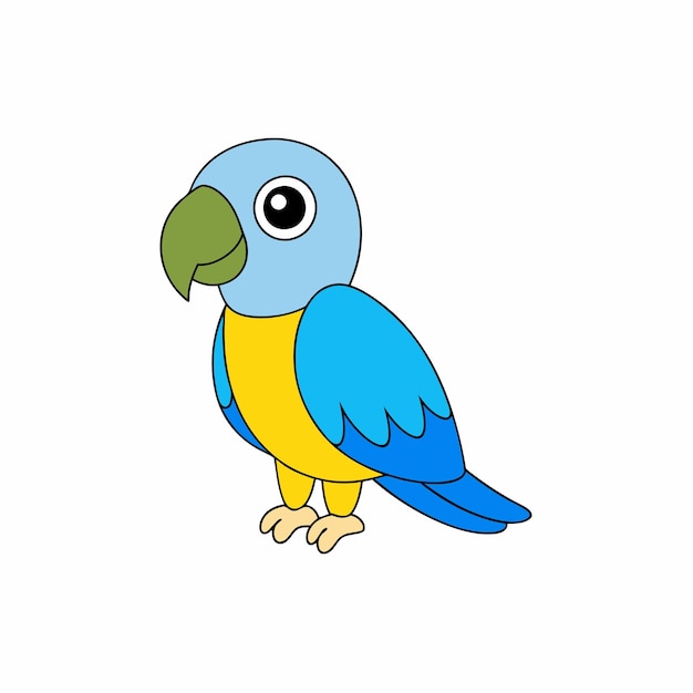 Ilustración de clipart de loros de dibujos animados de colores en fondo blanco Diseño gráfico imprimible