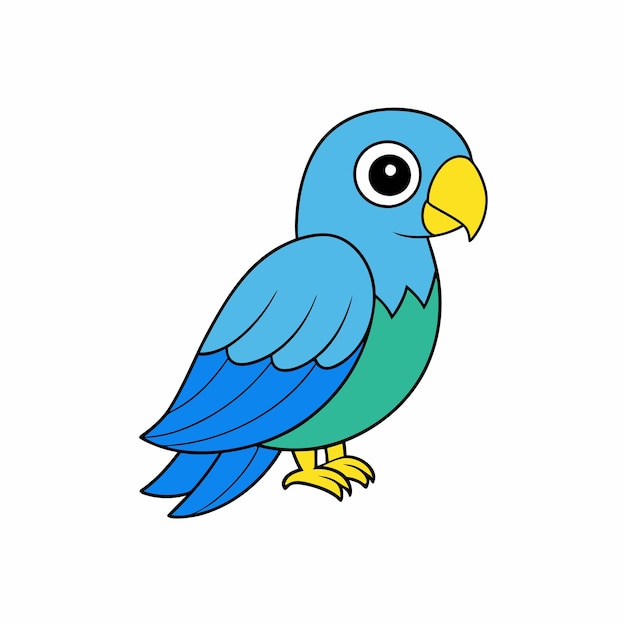 Ilustración de clipart de loros de dibujos animados de colores en fondo blanco Diseño gráfico imprimible