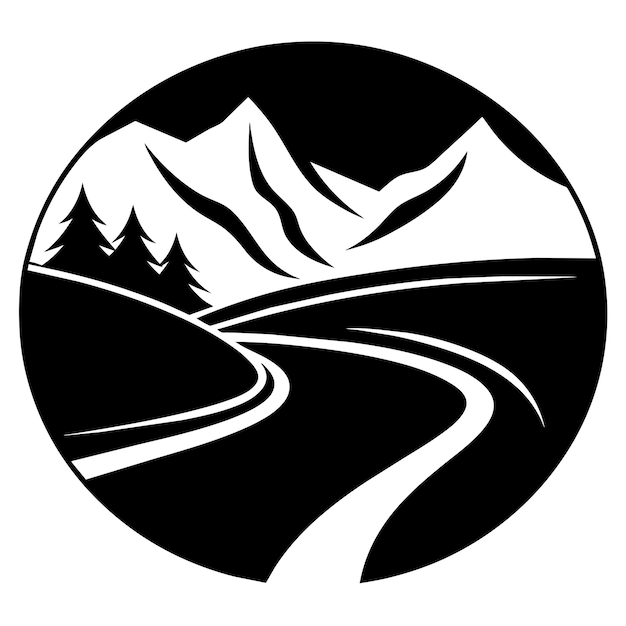 Ilustración del clipart del río con el vector de la montaña 12
