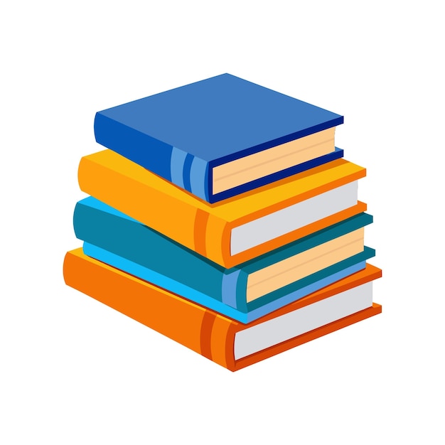 Ilustración de clipart vectorial de estilo plano y colorido de Stack of Books