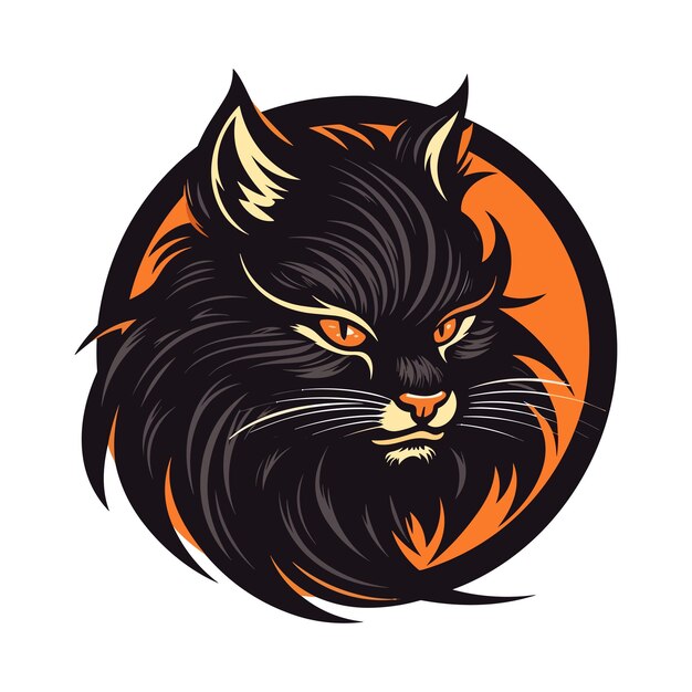 Ilustración de clipart vectorial del logotipo de la cabeza de gato