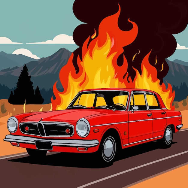 Ilustración de clipart vectorial de riesgos de seguros de automóviles de hotrod