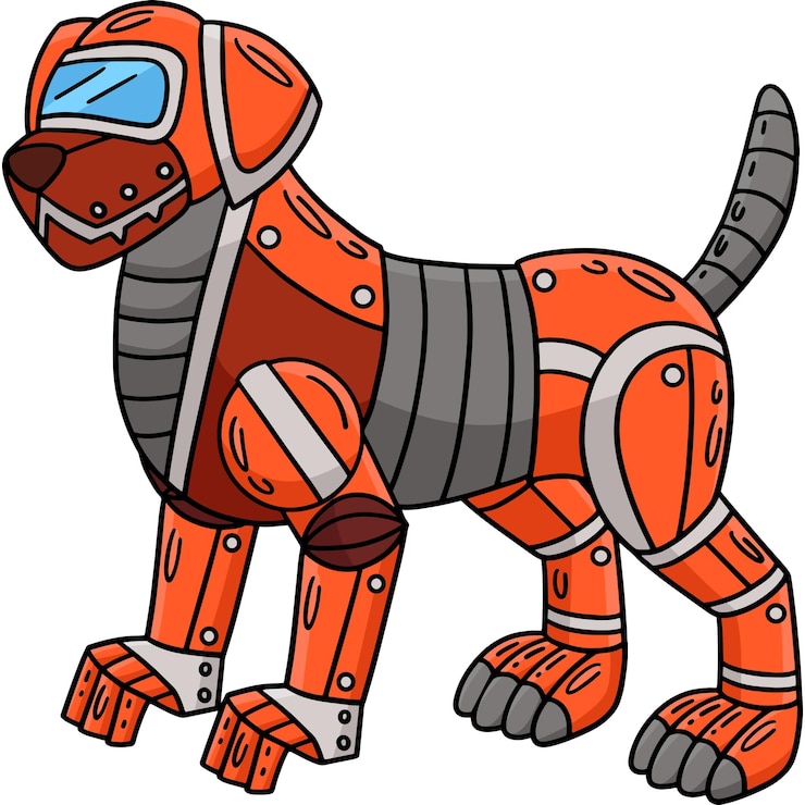 Vector ilustración de cliparts en color de dibujos animados de perros robots