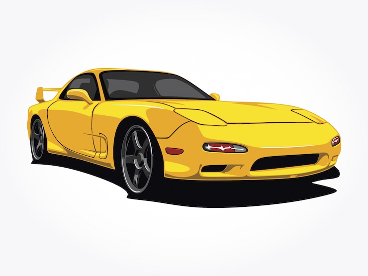 Vector ilustración de coche amarillo personalizado