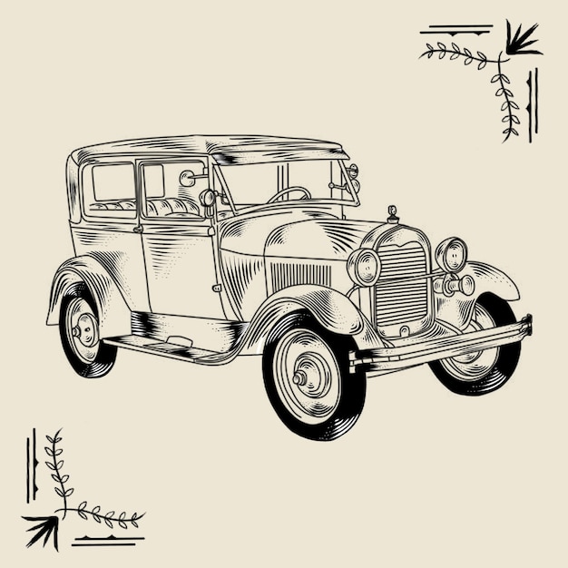 Vector ilustración de un coche antiguo
