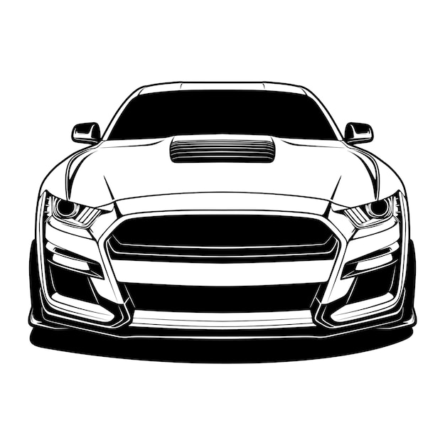 Vector ilustración de coche blanco y negro para diseño conceptual