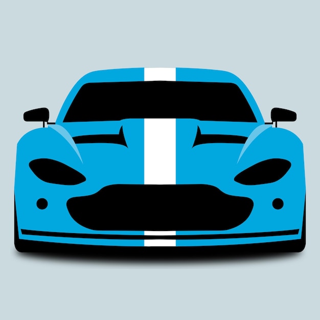 Ilustración de coche de carreras de vector azul en la parte delantera