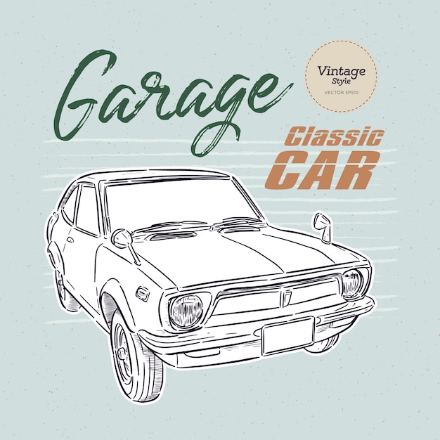 ilustración de coche clásico vintage