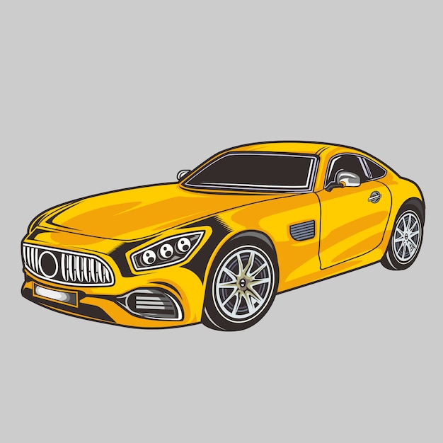 Ilustración de coche deportivo amarillo