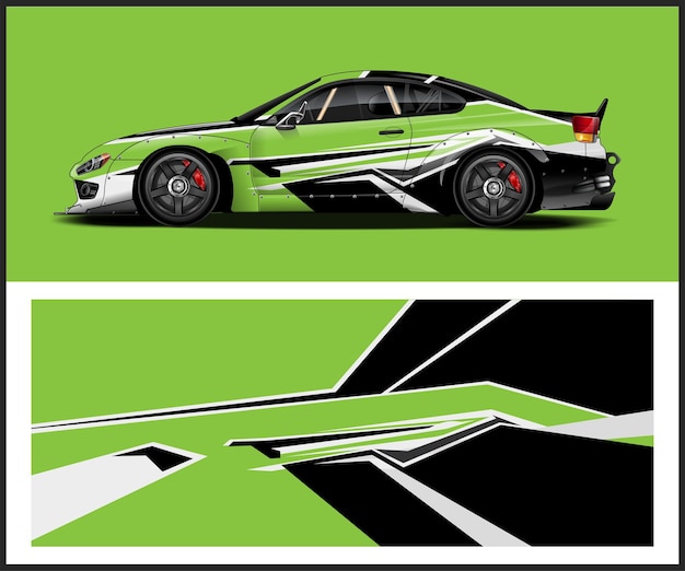 Ilustración de coche deportivo verde y negro