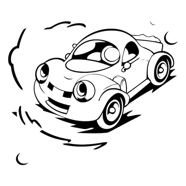 Vector ilustración de un coche de dibujos animados en el agua ilustración vectorial