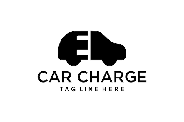 Ilustración coche eléctrico cargando con diseño de logotipo de enchufe eléctrico