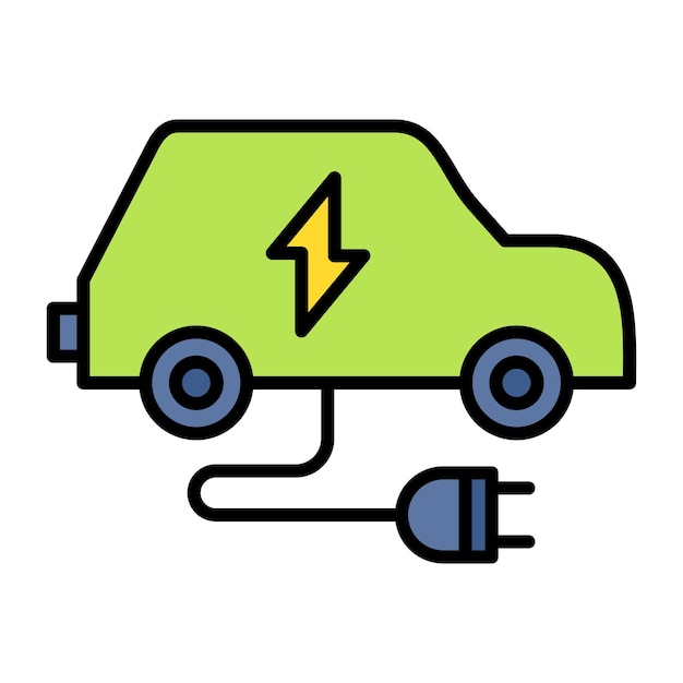 Vector ilustración de un coche eléctrico plano