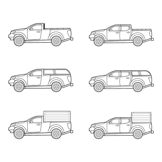 Una ilustración de un coche en estilo de contorno