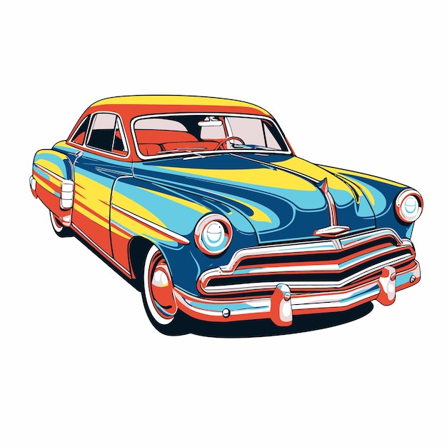 Ilustración de coche con estilo pop art