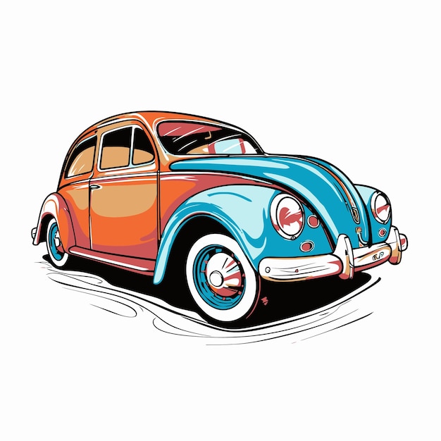 Ilustración de coche con estilo pop art