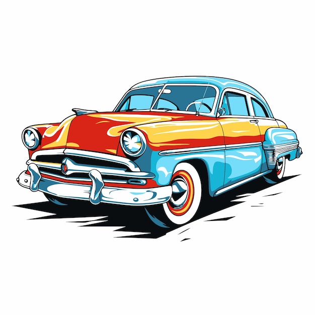 Ilustración de coche con estilo pop art