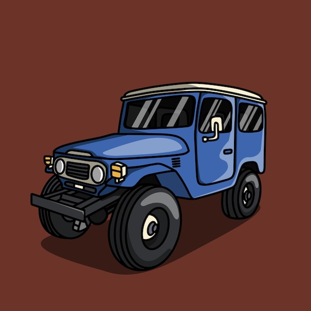 ilustración de coche jeep 4x4 azul para todoterreno