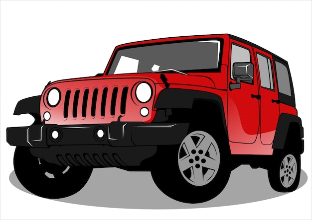 Ilustración de coche Jeep rojo