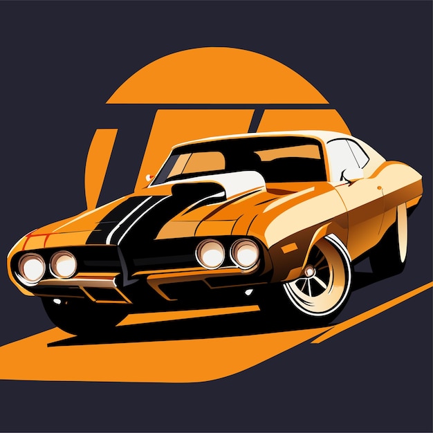 Vector ilustración de un coche muscular plano de transporte