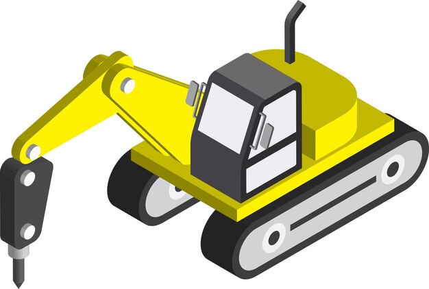 Ilustración de coche de perforación en estilo isométrico 3D