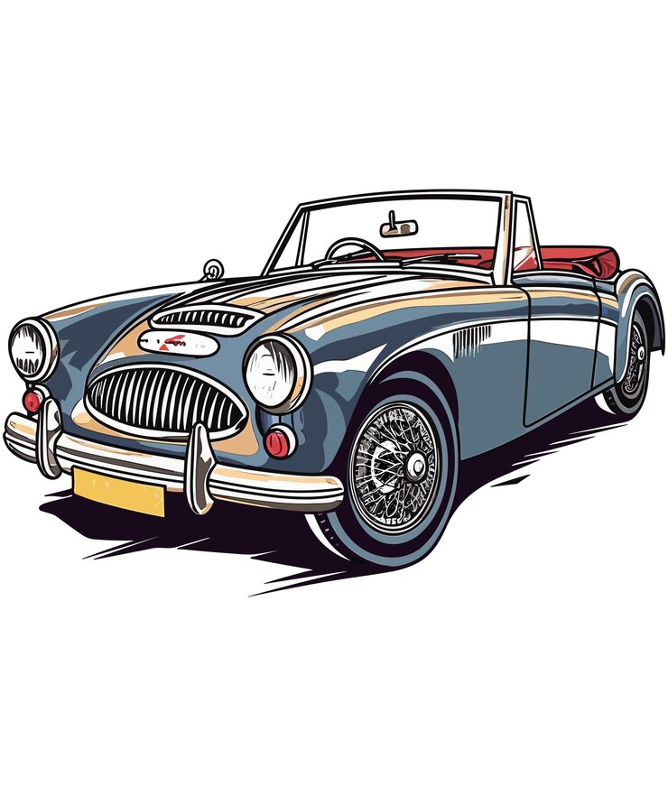 Vector ilustración de coches antiguos clásicos sobre fondo blanco
