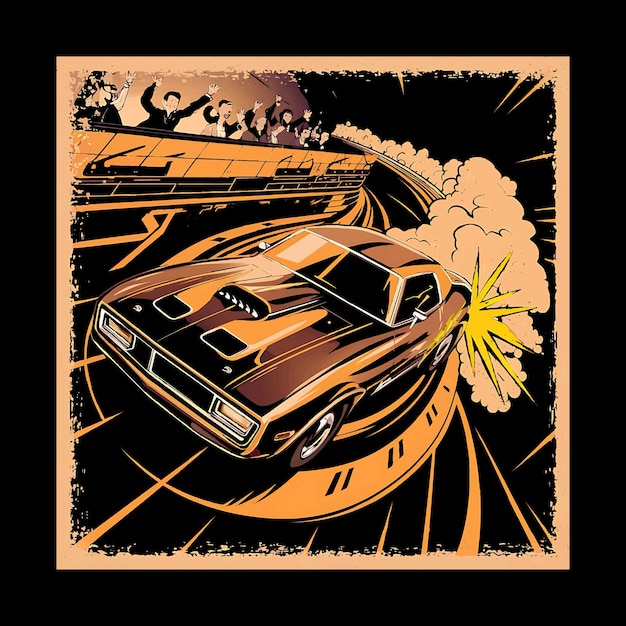 Ilustración de coches de carreras Diseño de camiseta