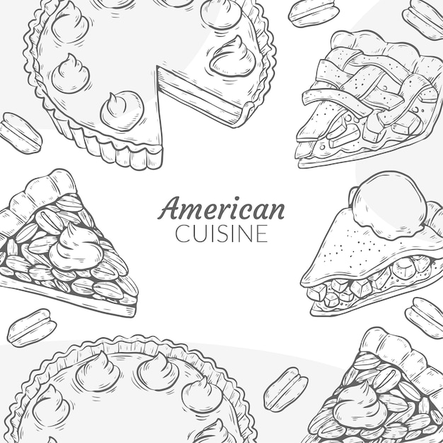 Ilustración de cocina americana dibujada a mano