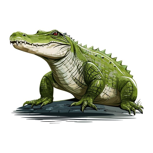 Vector ilustración de cocodrilo de color sólido dibujado a mano