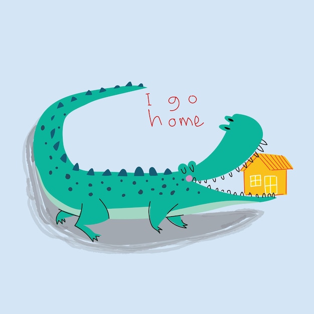 Ilustración de cocodrilo divertido icono de dibujos animados carácter infantil vector colección de animales salvajes
