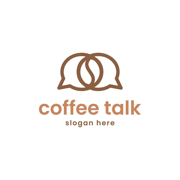 Ilustración coffee bean con talk bubble chat discusión logo design