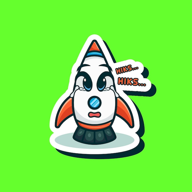 Ilustración de cohete de astronauta volador de tecnología de robot de dibujos animados adorable lindo para el logotipo de mascota de icono de etiqueta