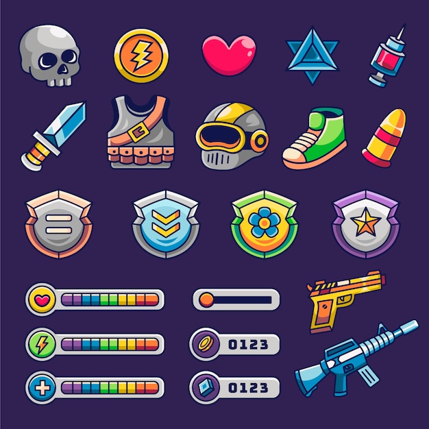 Ilustración de la colección de activos del juego dibujada a mano