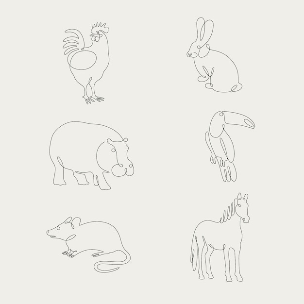 Ilustración de la colección de animales dibujados a mano